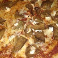 Jo Jo'S Famous Cheesesteak Pizza · Choice of sauteed hot or sweet peppers, onions, thin-sliced steak, and American cheese.