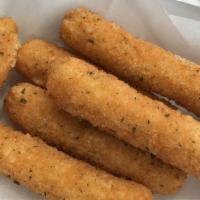 Mozzarella Sticks · 6 pcs with g-knows marinara sauce.