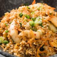 Kimchi Bap · white rice, egg, kimchi, roasted trumpet mushrooms, carrots, scallion, sesame seeds, kimchi ...
