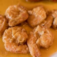 Shrimp Francese · Dipped in egg and flour, sauteed in white wine, lemon and butter.