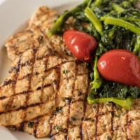 Grilled Chicken With Broccoli Rabe · Grilled chicken over broccoli rabe (in season) sauteed in a light garlic & oil. Served with ...