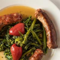 Homemade Sausage & Broccoli Rabe · Grilled sausage over broccoli rabe (in season) sauteed in a light garlic & oil. Served with ...