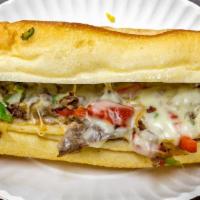 Philly Cheesesteak On A Hero · Steak, cheese, and caramelized onion sandwich. Extra Steak for an additional charge.