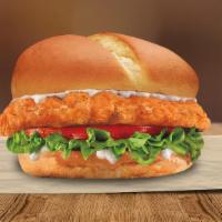 Spicy Chicken Sandwich · A fiery hot, crisp 100% additive and preservative free chicken filet, topped with crisp lett...