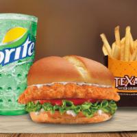 Chicken Sandwich Combo · A 100% natural chicken breast filet with zero additives, marinated to perfection, topped wit...