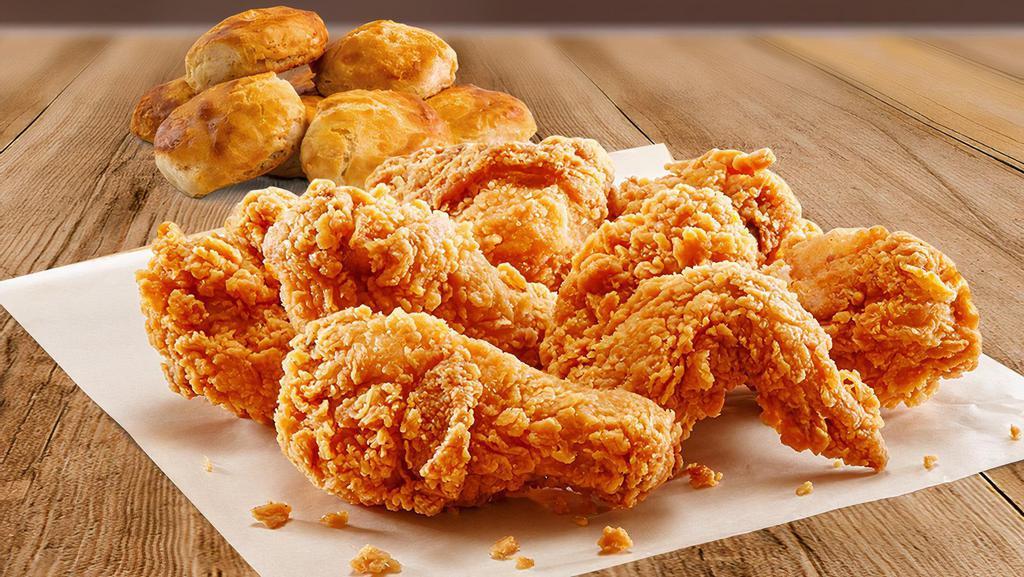8 Piece Chicken W/ 4 Biscuit'S · Tender, juicy, and crisp 100% natural chicken with a flaky, buttery, freshly baked biscuit., Choose between two to four pieces, and get your meal on. Come's with Four Biscuits!