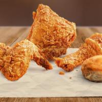 3 Piece Chicken W/ Biscuit · Tender, juicy, and crisp 100% natural chicken with a flaky, buttery, freshly baked biscuit.,...