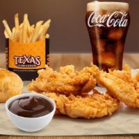 3 Piece Tender'S W/ A Side, Beverage & Biscuit · Crisp, boneless, 100% white meat, additive and preservative free chicken Tenders; the perfec...