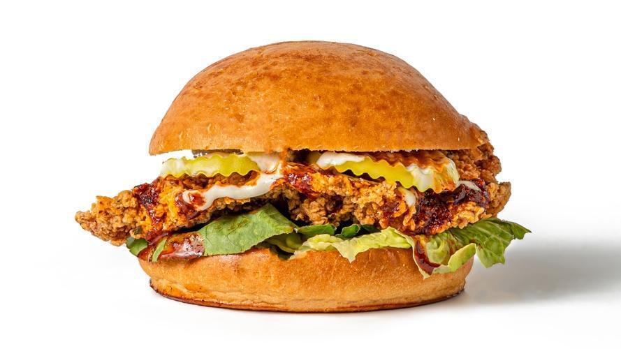 Southern Chix · nae- never antibiotics ever; nashville hot buttermilk-fried nae* chicken, pickled green tomato, organic lettuce, buttermilk ranch