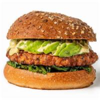 My Sunshine · vegetarian; sweet potato, kale & wild-rice patty, avocado, curly kale, organic tomato,. spic...