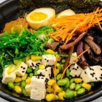 Vegetarian Miso* · Vegetarian Miso Broth, Cabbage, Corn, Edamame, Soft Boiled Egg, Scallions, Wood Ear Mushroom...