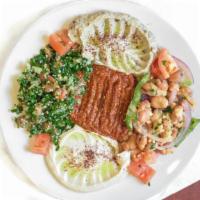 Combination Salad Platter · Choice of Small of Large for an additional charges.
Hummus, babaghanooj, tabouleh, foole and...