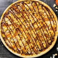 Backyard Bbq Chicken Gf Pizza · Gluten free dough topped BBQ sauce, BBQ chicken and mozzarella. Personal size pie.