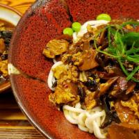 Beijing Style Dalumen · Pork, black fungus, dried lily flower, egg, onion, green soy bean, red radish, scallion