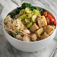 Algarve Bowl · FENNEL, RED PEPPERS, PEARL ONIONS, BROCCOLI RABE, SPINACH, CROUTONS, PARMESAN, GREEN GRAPES,...