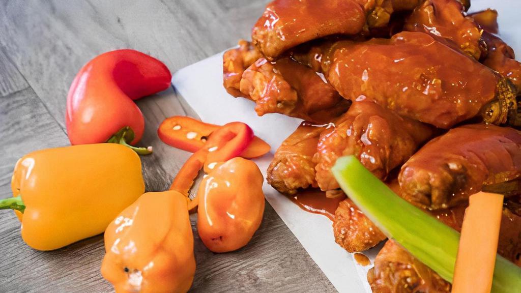 Buffalo Wings 10Pc · All natural, Halal, hormone free wings with your choice of awesome signature flavor and dipping sauce.