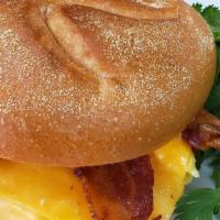 Bacon Eggs And Cheese · Served on a kaiser roll.