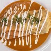 Chile'S Relleno · Roasted poblano peppers stuffed with cheese in batter on tomato sauce. Served with rice and ...