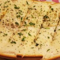 Garlic Bread · Buttery bread that is topped with garlic.