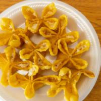 Fried Crab Rangoon (8 Pcs) · Filled with cream cheese, white onion, green onion, carrot, celery, imitation crab meat, egg...