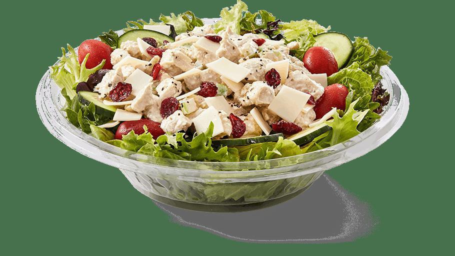 Chicken Salad Salad · Chicken salad, provolone, dried cranberries, cucumbers, tomatoes, field greens, balsamic vinaigrette