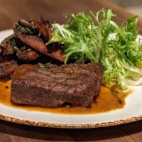 Chef'S Featured 8 Oz. Flat Iron Steak* · 890 cal. 8oz flat iron steak, sautéed spinach, crispy parmesan potatoes, peppercorn sauce