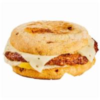 Chorizo Egg And Cheese Muffin · Spicy Chorizo sausage, jalapeno cheese, fried egg on a multigrain English muffin