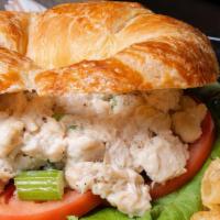 Chicken Salad Sandwich · Most popular. White meat chicken salad, lettuce, and tomato. Served with pickle and chips. C...