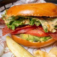 Avocado Blt Thin Sandwich · Most popular. Turkey bacon, lettuce, tomato, and creamy tomato spread. On thin wheat bagel. ...