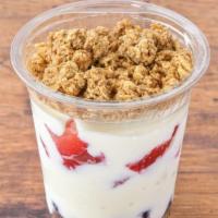 Yogurt Parfait With Granola & Berries · Light vanilla yogurt with fruit and crunchy granola.