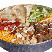 Chicken & Beef Gyro Platter · Platters served with combo of chicken and beef gyro. Small platters are served with one whit...