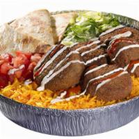 Falafel Platter · Platters are served with one white sauce and one red sauce. Regular platters are served with...