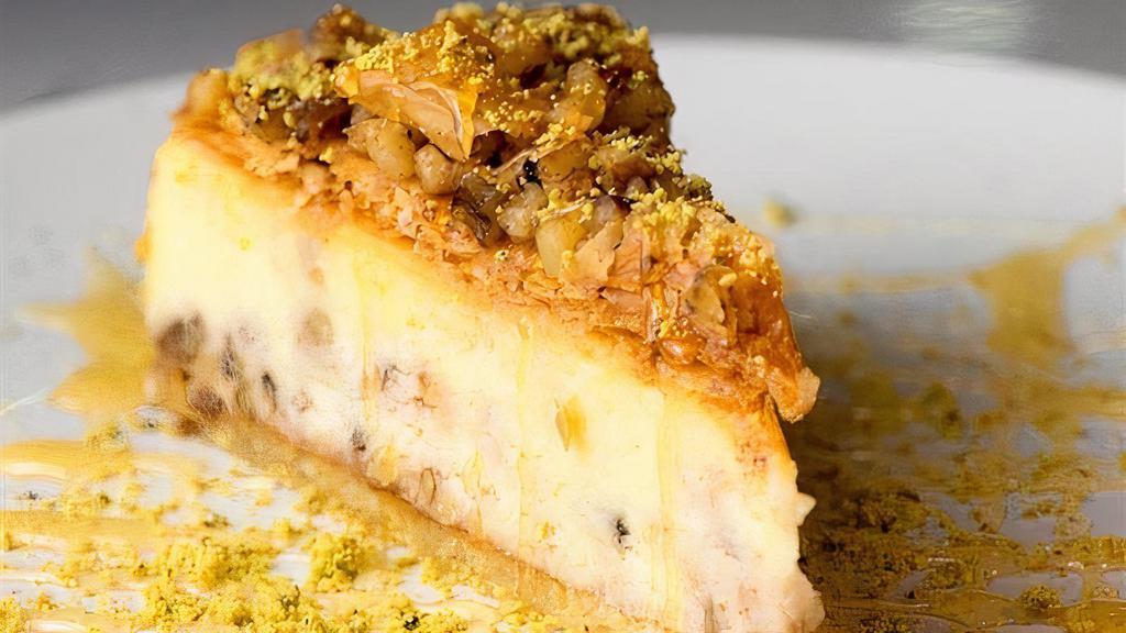 Baklava Cheesecake · The delicious taste of your favorite baklava in the creamy, decadent form of cheesecake! Available at participating locations only.