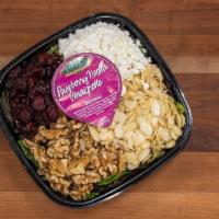 Mesclun Goat Cheese Salad · Tender mesclun salad with crumbled goat cheese, tangy cranberries, walnuts, and a raspberry ...
