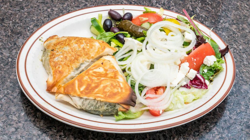 Spinach Pie · Served with small greek salad.