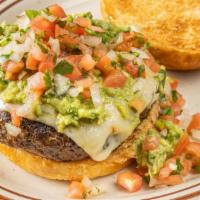 Baja Burger · Pico de gallo, pepper jack cheese and homemade guacamole.