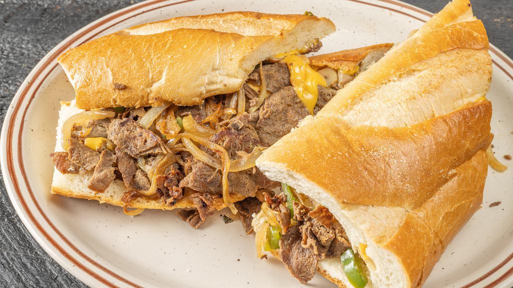 Philly-Cheese Steak Sandwich · Roast beef, sauteed onions and melted cheese on hero bread.