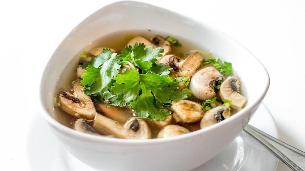 Tom Yum Soup · Lemongrass broth, mushroom, tomato, galangal and fresh chili.

Consuming raw or undercooked meats, poultry, seafood, shellfish, or eggs may increase your risk of foodborne illness, especially if you have certain medical conditions.
