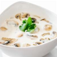 Tom Kha Soup · Coconut milk, galangal, mushroom, bell pepper, onion and scallion.

Consuming raw or underco...