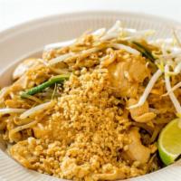 Pad Thai · Stir-fried thin rice noodle, egg, scallion, bean sprout and peanut.