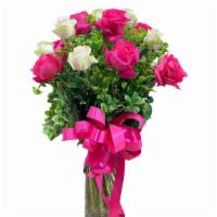 1Dz Long Stems Pink Roses Arrangement  · 1DZ  long Stems  Pink Roses in a 12 