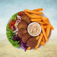 Funky Falafel Dinner   · The funky falafel plate is a vegetarian platter and consists of 6 pieces of deep-fried falaf...