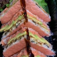 Sushi Sandwich · Spicy tuna, eel, avocado, eel sauce, soy paper.