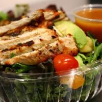 Surf'S Up Salad · Grilled chicken, mixed greens, fresh pineapples, mandarins, avocado, tomatoes, almonds, and ...