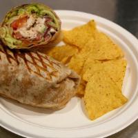 Chicken Club Wrap · Grilled chicken, lettuce, tomatoes, lean turkey bacon, and light mayonnaise.