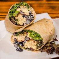 Breakfast Burrito · Whole wheat wrap, sweet chili mayo, black beans, mixed greens and homemade egg bake. Vegetar...