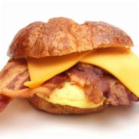Bacon, Egg & Cheese Sandwich · Crispy Bacon strips, eggs, and melted cheese on customer's choice of bread.
