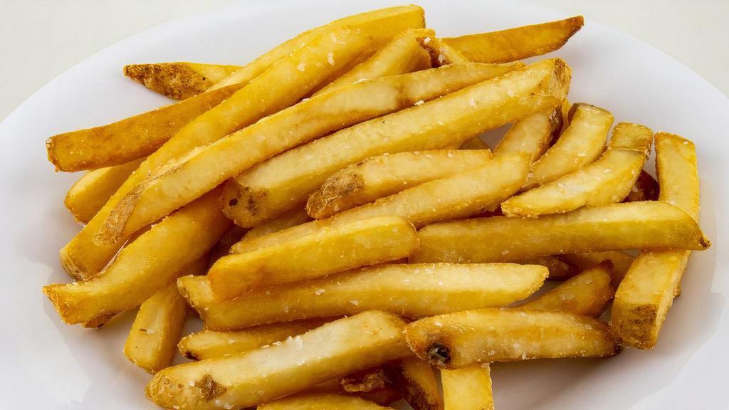 French Fries · Skin-on potatoes fried to a golden brown, sprinkled with kosher salt
