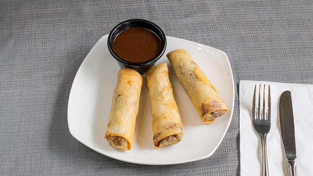 Vegan Spring Rolls (1) · Stuffed with cabbage and carrots.