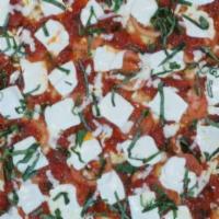 Caprese Pizza · Grape tomato, marinara, fresh mozzarella and basil.